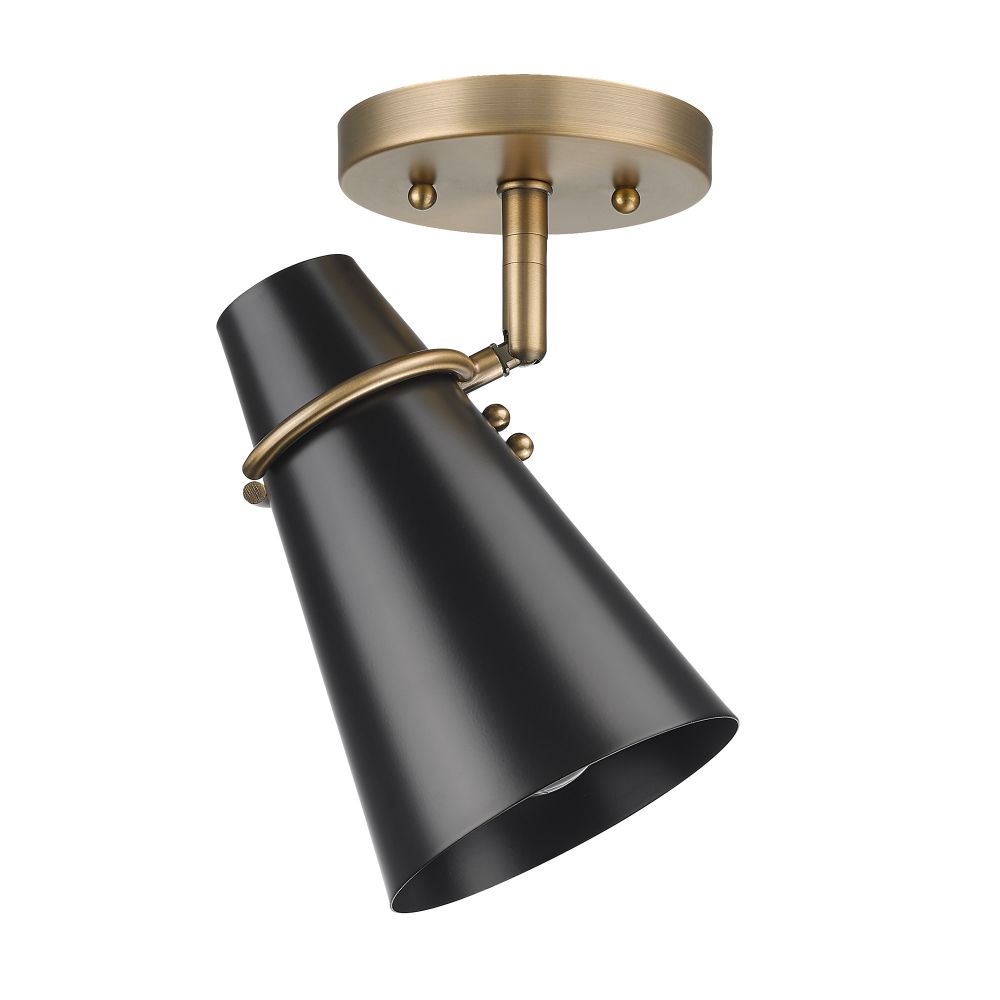 Golden Lighting 2122-SF MBS-BLK Reeva Semi-Flush in Modern Brass with Matte Black Shade